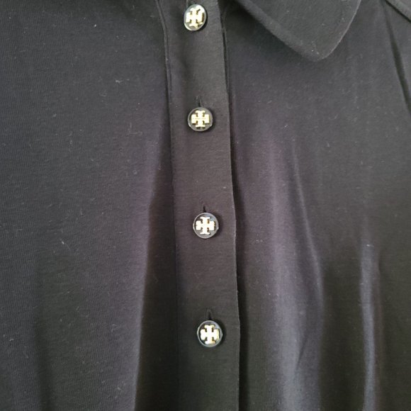 Tory Burch - Black Button Short Sleeve Polo Shirt - size: L - Picture 5 of 6
